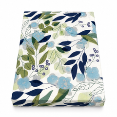 Blue Leaf Double Bed Sheet 96 × 102 Inch Cotton | Blue & Green Botanical Print Bed Sheet for Double Bed | Soft Cotton Bedsheet