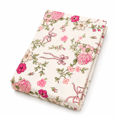 Pink Floral Double Bed Sheet 96 × 102 Inch Cotton | Garden Rose & Bow Print Bed Sheet for Double Bed | Soft Cotton Bedsheet