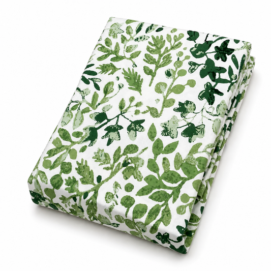 Green Botanical Double Bed Sheet 96 × 102 Inch Cotton | Green Leaf Print Bed Sheet for Double Bed | Soft Cotton Bedsheet
