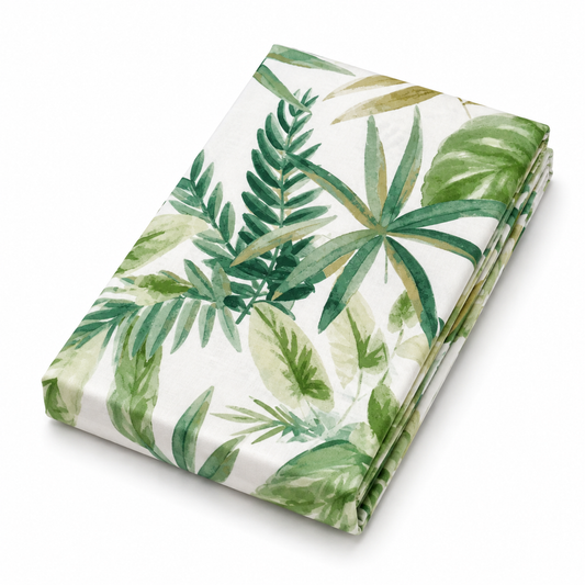 Green Tropical Leaf Print Bed Sheet – Botanical Bedding