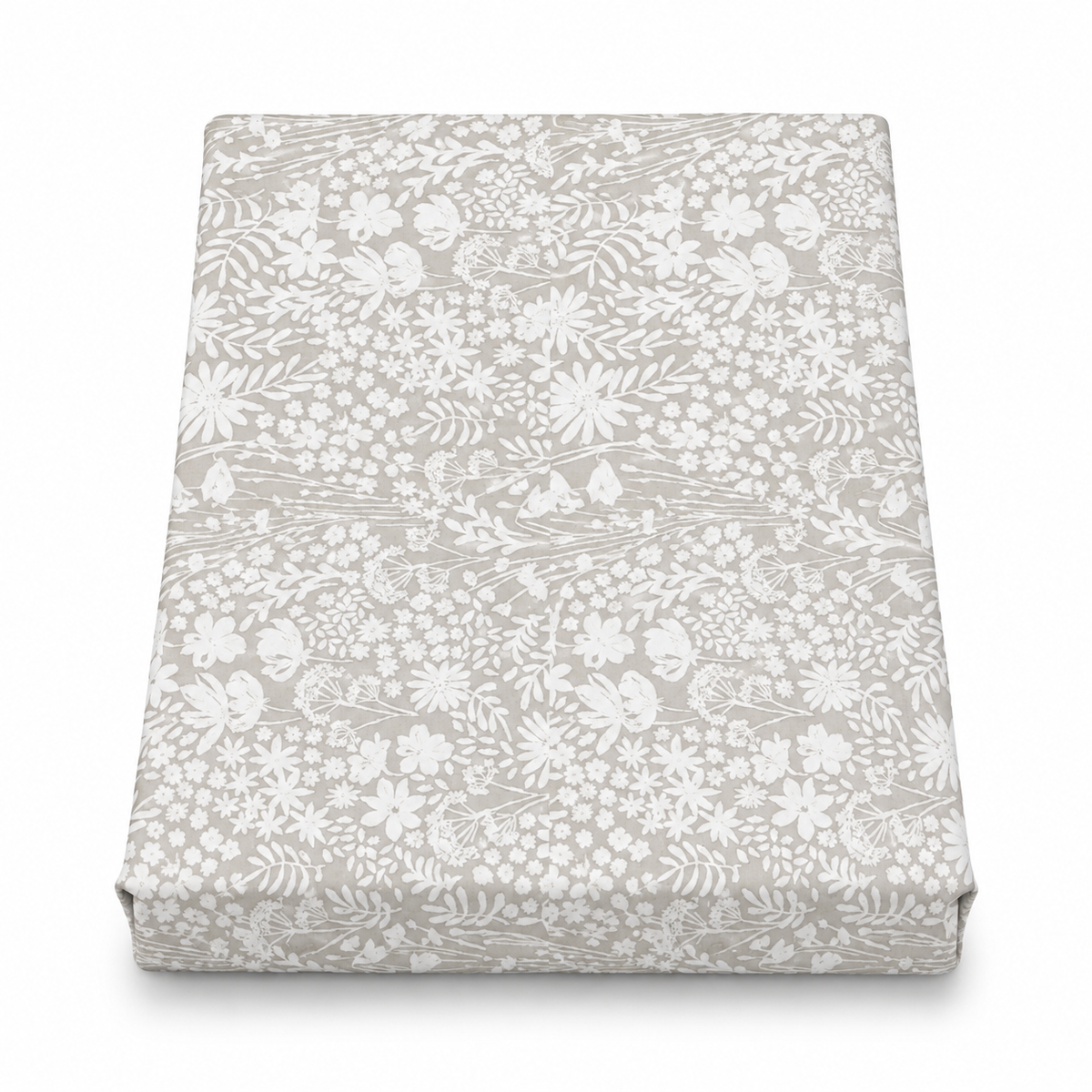 White Floral Double Bed Sheet 96 × 102 Inch Cotton | White Flower & Leaf Print Bed Sheet for Double Bed | Soft Cotton Bedsheet