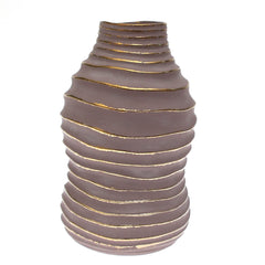 Grey & Gold Circle Vase XL – Textured Decorative Statement Piece - Habitt