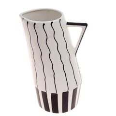 Ceramic Jug Vase L Black & White 5.34X5.34X9.5Inch CH-040 - Habitt