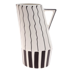Ceramic Jug Vase L Black & White 5.34X5.34X9.5Inch CH-040 - Habitt