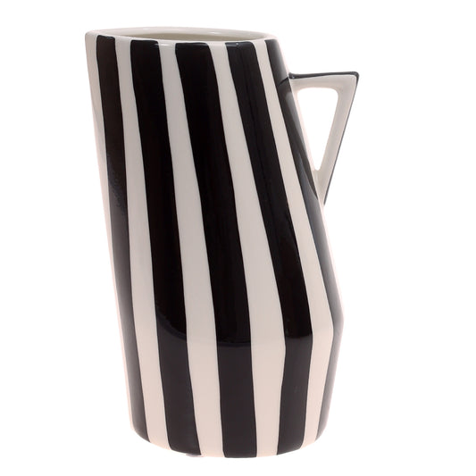[] Ceramic Jug Vase S Black & White 4.67X4.67X8Inch CH-041 - Habitt