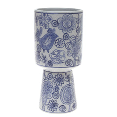 Ceramic Vase Blue & White 4.75 X 4.75 X 9.5 Inch TYX-035 - Habitt