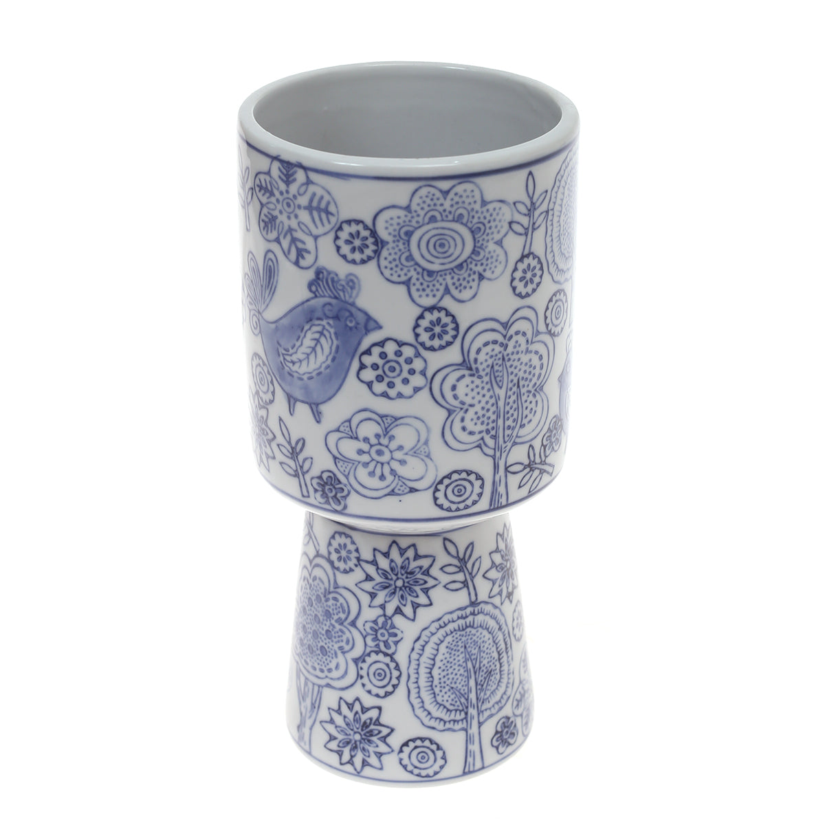 Ceramic Vase Blue & White 4.75 X 4.75 X 9.5 Inch TYX-035 - Habitt