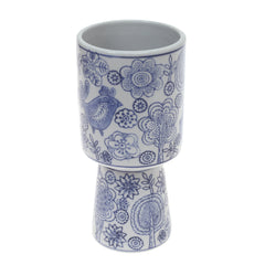 Ceramic Vase Blue & White 4.75 X 4.75 X 9.5 Inch TYX-035 - Habitt