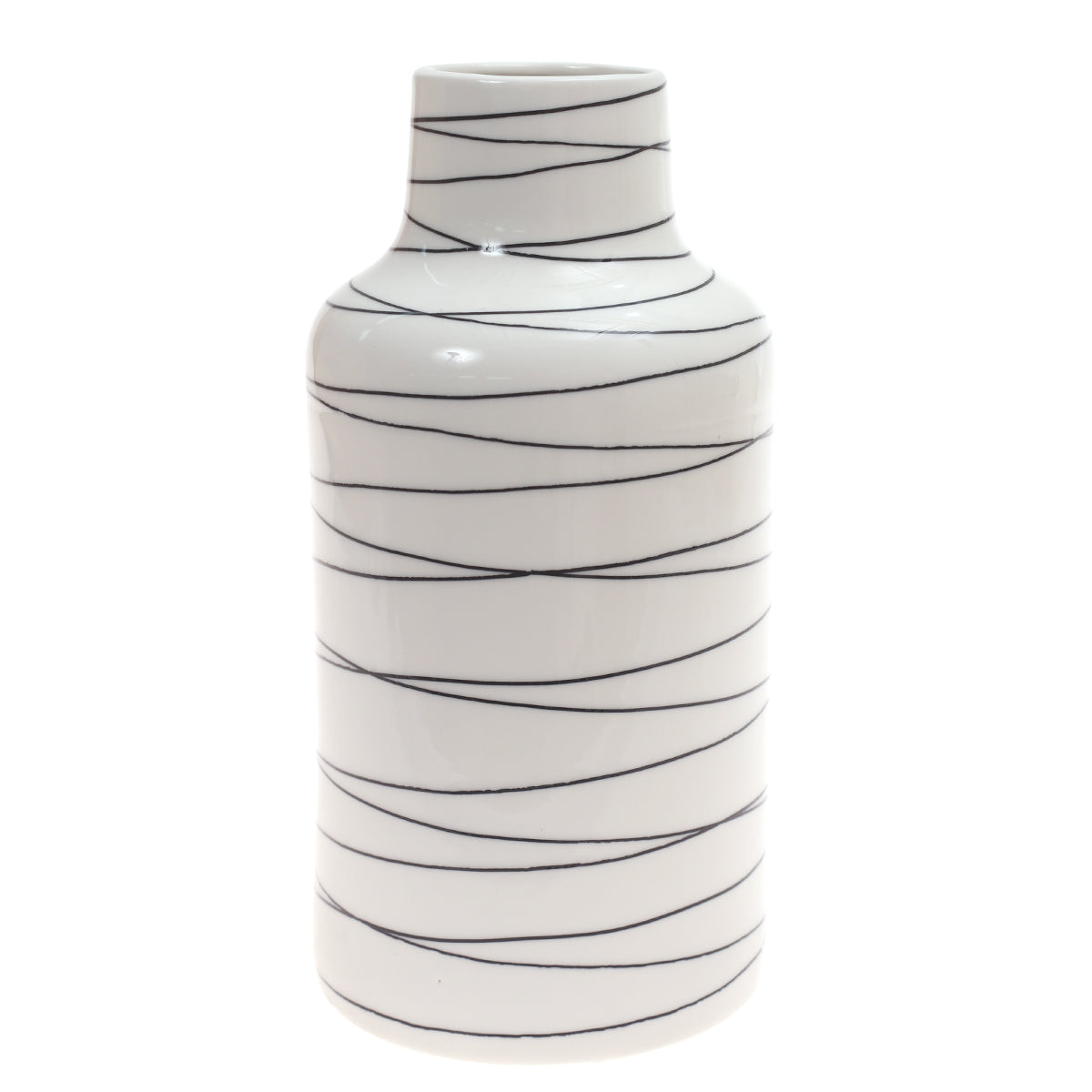 Ceramic Vase L Black & White 6X6X12Inch CH-033 - Habitt