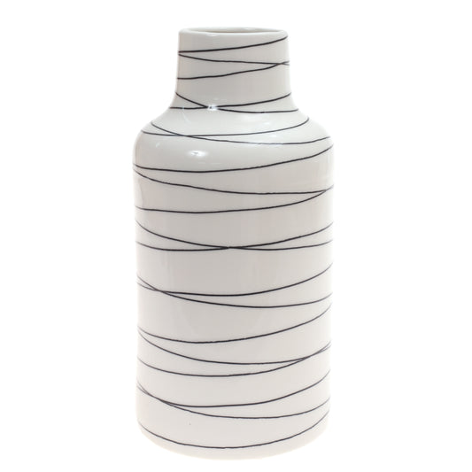 Ceramic Vase L Black & White 6X6X12Inch CH-033 - Habitt