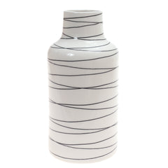 Ceramic Vase L Black & White 6X6X12Inch CH-033 - Habitt