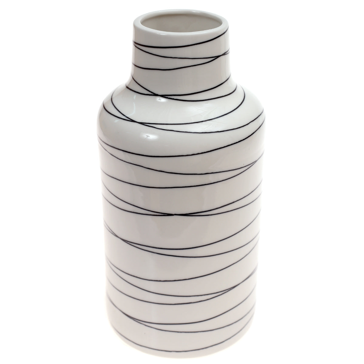 Ceramic Vase L Black & White 6X6X12Inch CH-033 - Habitt