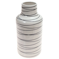 Ceramic Vase L Black & White 6X6X12Inch CH-033 - Habitt