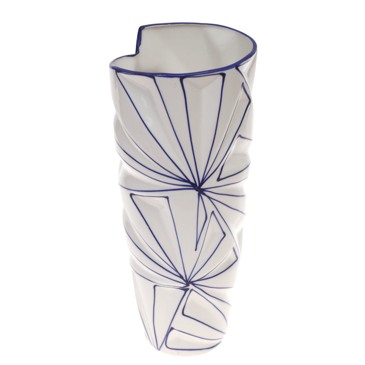 Ceramic Vase L Blue & White 6.17X6.17X14Inch CH-027 - Habitt