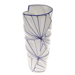 Ceramic Vase L Blue & White 6.17X6.17X14Inch CH-027 - Habitt