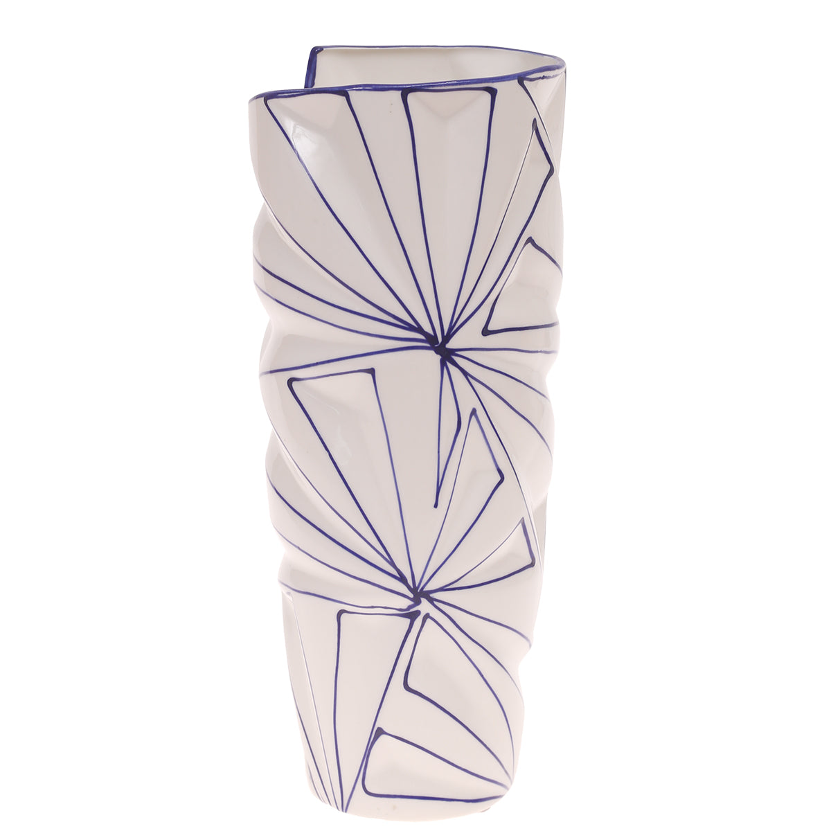 Ceramic Vase L Blue & White 6.17X6.17X14Inch CH-027 - Habitt