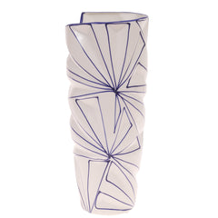 Ceramic Vase L Blue & White 6.17X6.17X14Inch CH-027 - Habitt