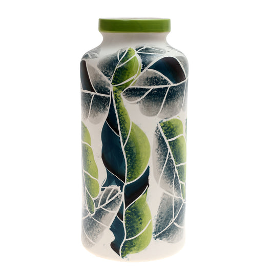 Ceramic Vase L Green & White 6.34X6.34X13.5Inch CH-035 - Habitt