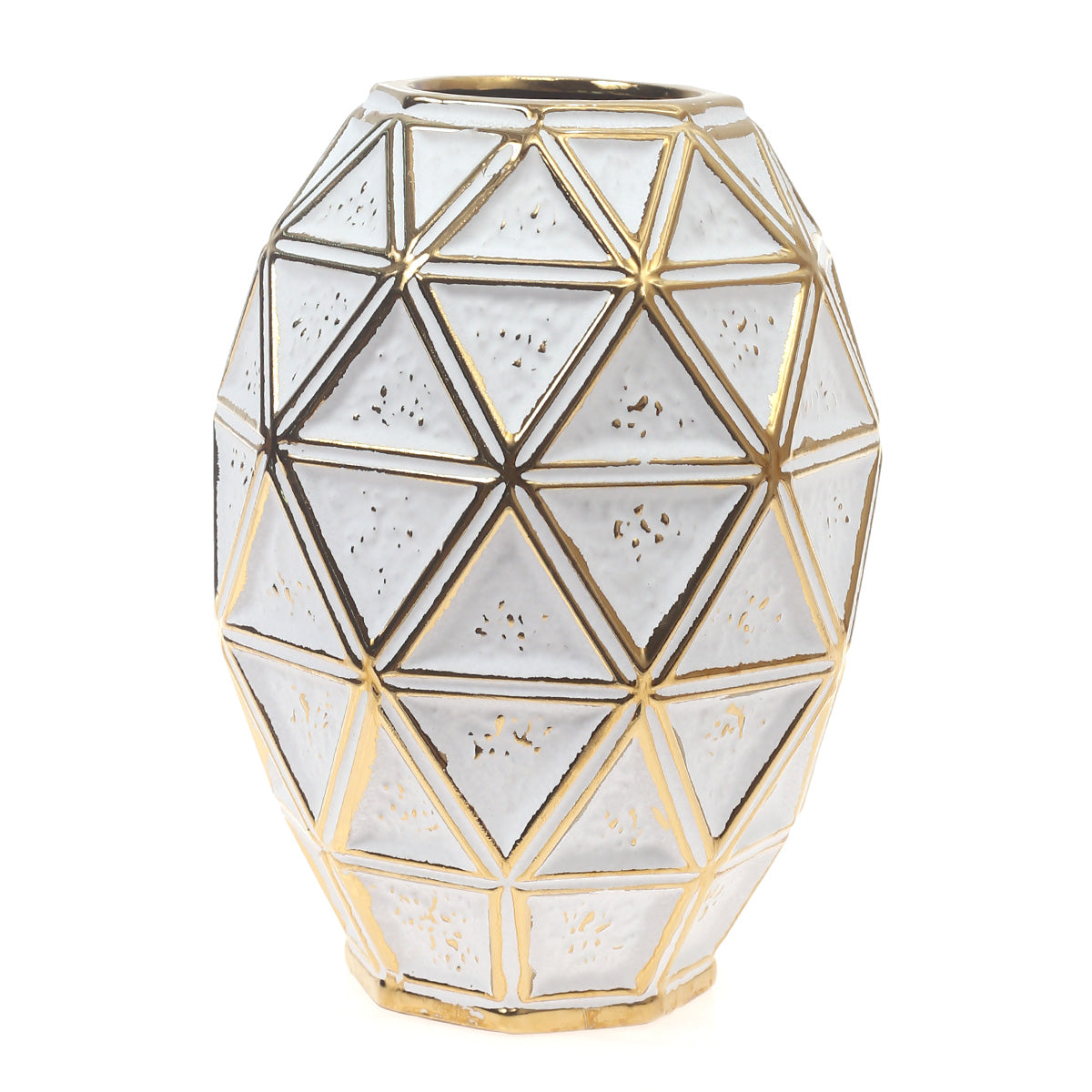 Ceramic Vase M Gold & White 7 X 7 X 9.5 Inch TYX-002 - Habitt