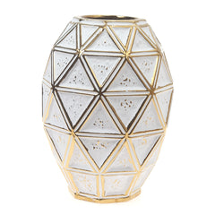 Ceramic Vase M Gold & White 7 X 7 X 9.5 Inch TYX-002 - Habitt