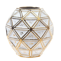 Ceramic Vase S Gold & White 7 X 7 X 7 Inch TYX-003 - Habitt