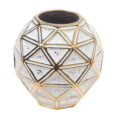 Ceramic Vase S Gold & White 7 X 7 X 7 Inch TYX-003 - Habitt