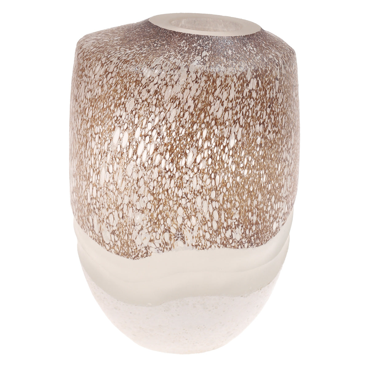 Glass Vase Brown & White 6.67X6.67X10.5Inch HY-023 - Habitt