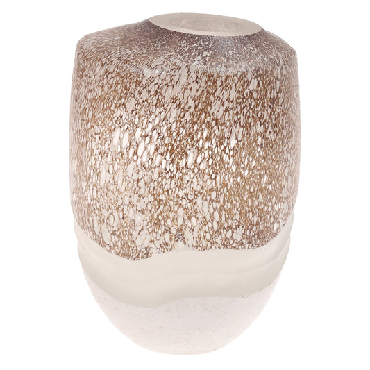 Glass Vase Brown & White 6.67X6.67X10.5Inch HY-023 - Habitt
