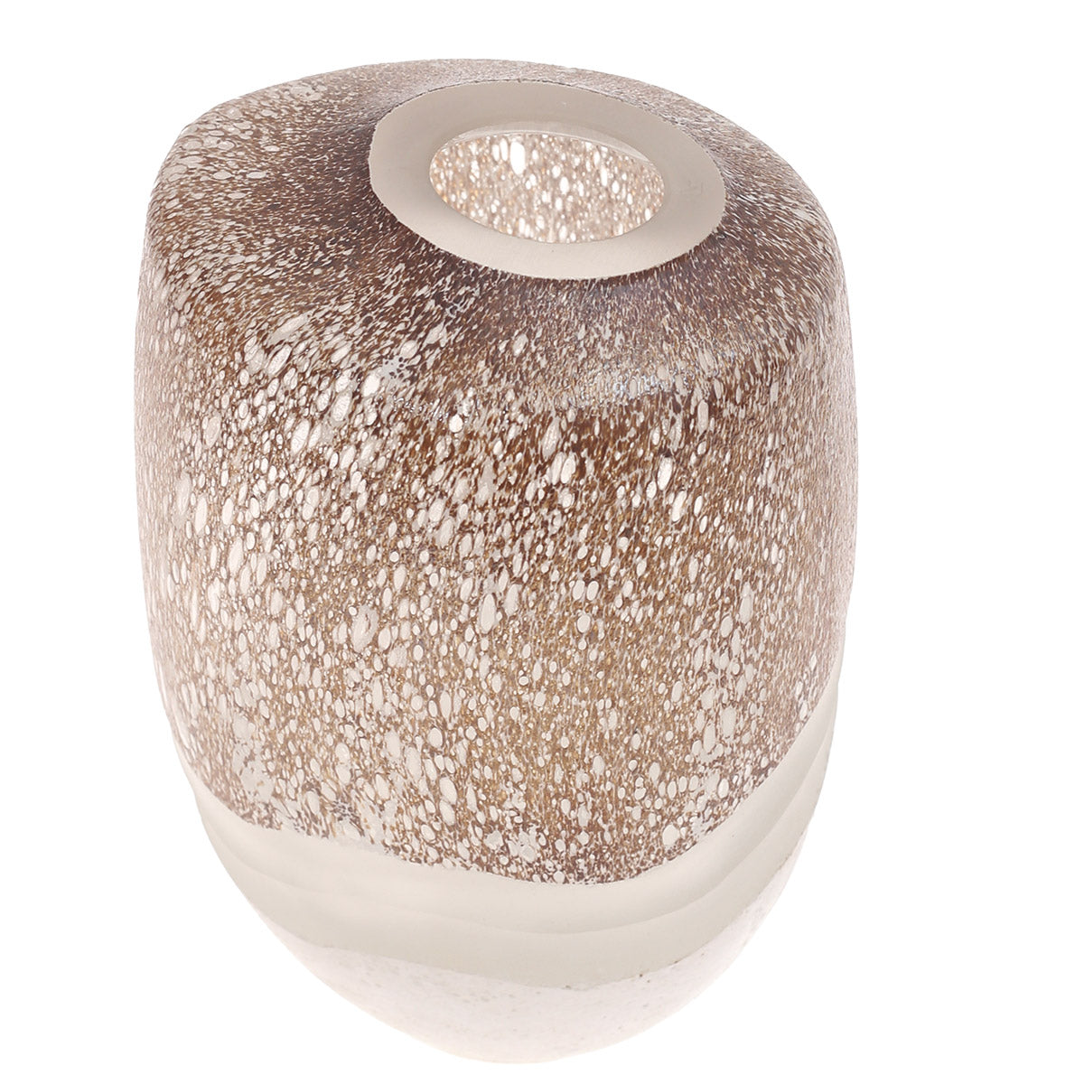 Glass Vase Brown & White 6.67X6.67X10.5Inch HY-023 - Habitt