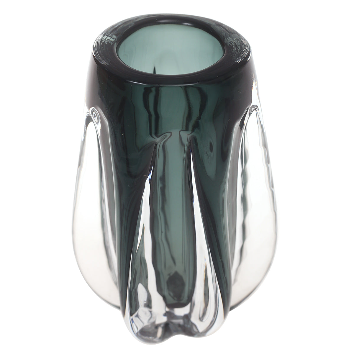 Glass Vase Clear & Green 5.34 X 5.34 X 8.5 Inch HJM-003 - Habitt