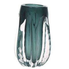 Glass Vase Clear & Green 5.34 X 5.34 X 8.5 Inch HJM-003 - Habitt