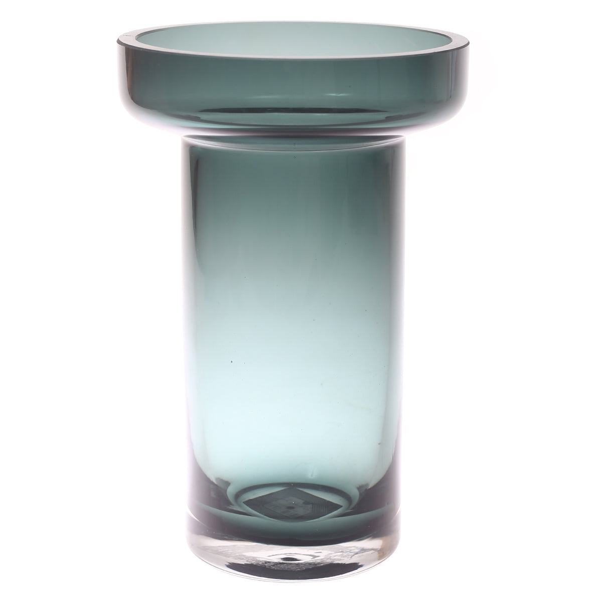 Glass Vase Clear & Turquoise 6.34 X 6.34 X 9 Inch HJM-004 - Habitt