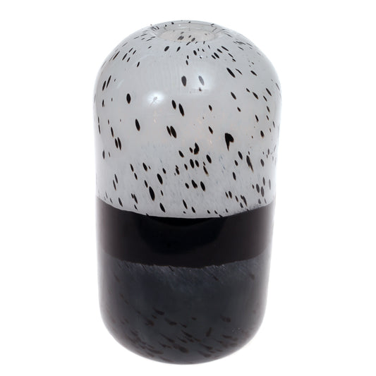 Glass Vase L Black & Grey 7X7X12.5Inch HY-006 - Habitt