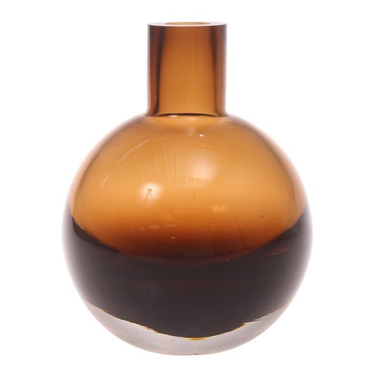 Glass Vase L Brown 6.34 X 6.34 X 8.5 Inch HJM-014 - Habitt
