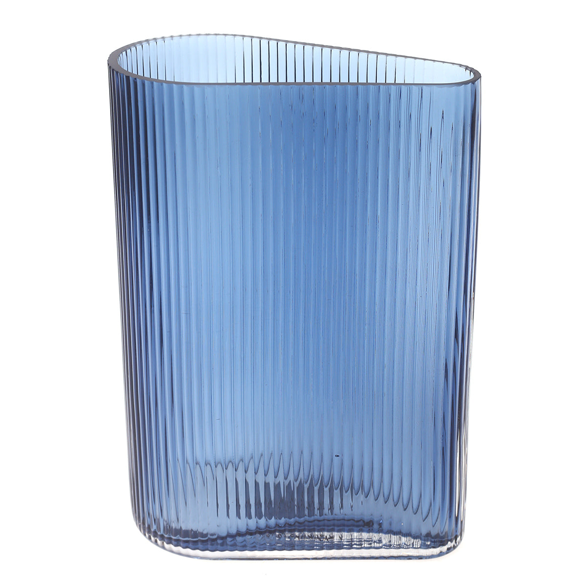 Glass Vase M Blue 7.5X4X10.5inch HY-046 - Habitt