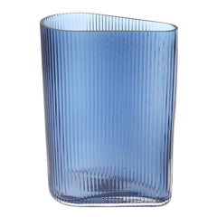 Glass Vase M Blue 7.5X4X10.5inch HY-046 - Habitt