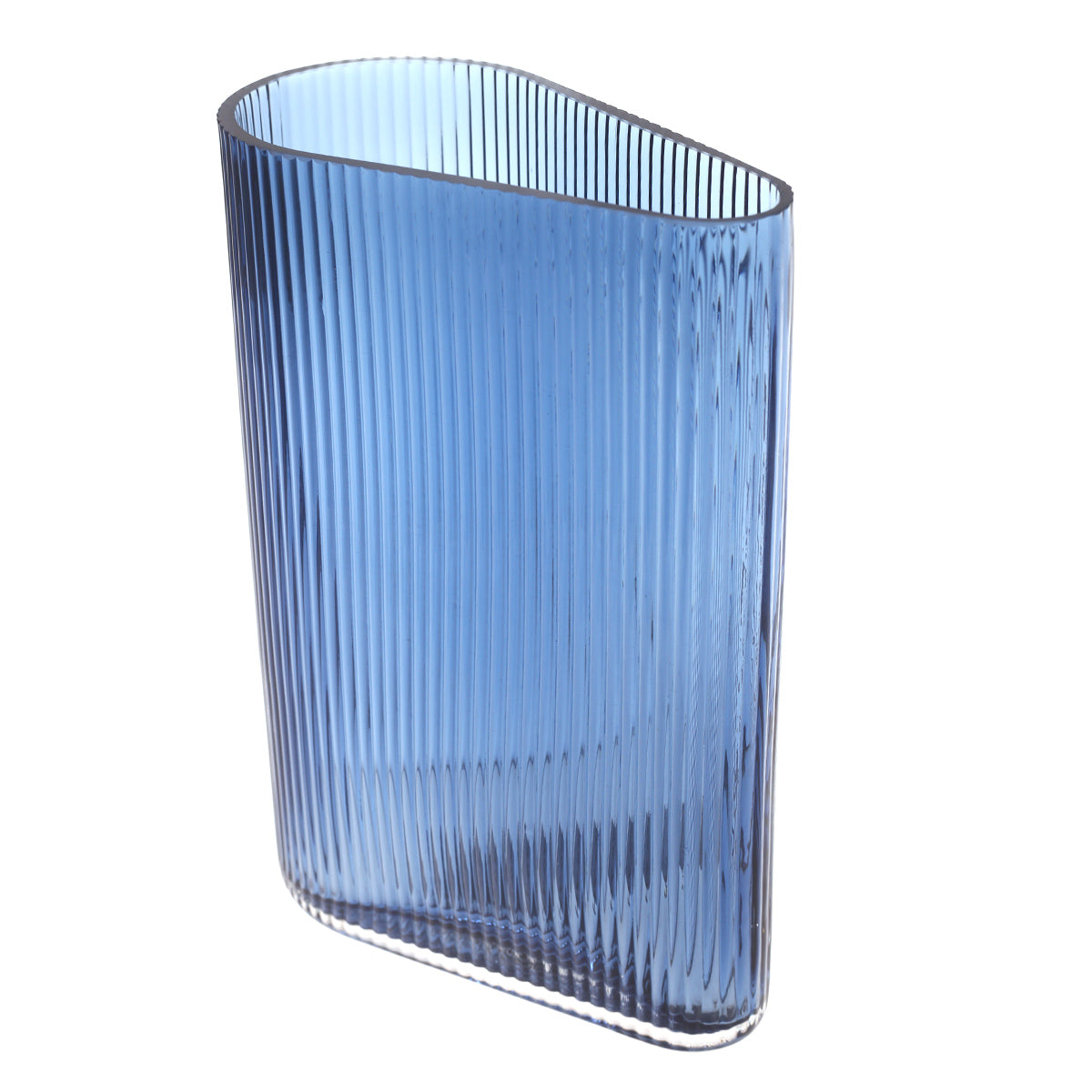 Glass Vase M Blue 7.5X4X10.5inch HY-046 - Habitt