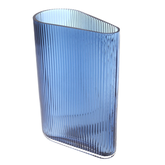Glass Vase M Blue 7.5X4X10.5inch HY-046 - Habitt