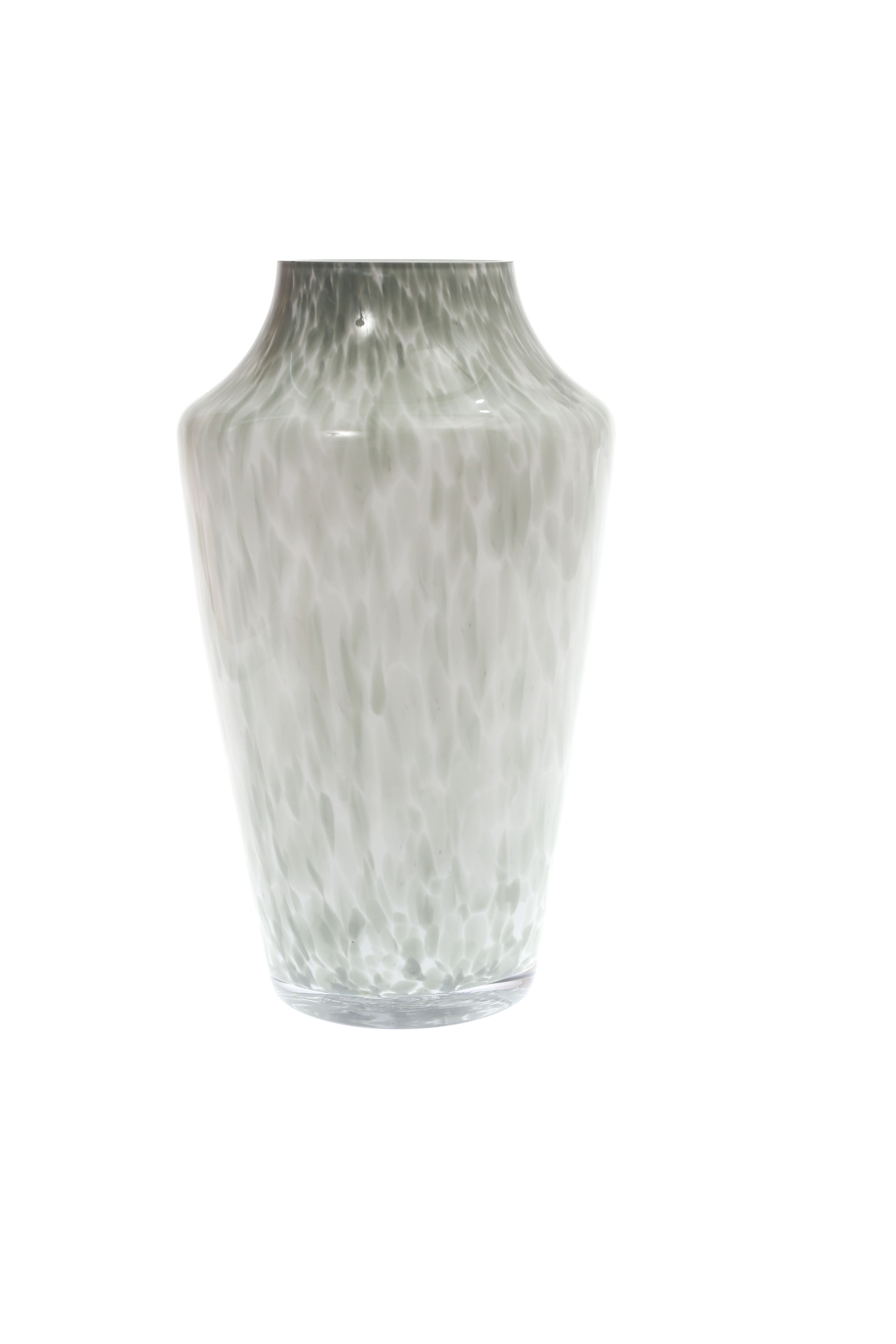 Glass Vase Green & White 14 Inch Height HY-11 - Habitt