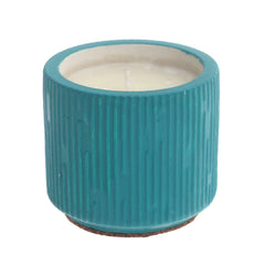 Engraved Texture Ceramic Candle – Teal Scented Jar Candle for Home Décor & Gifting - Habitt