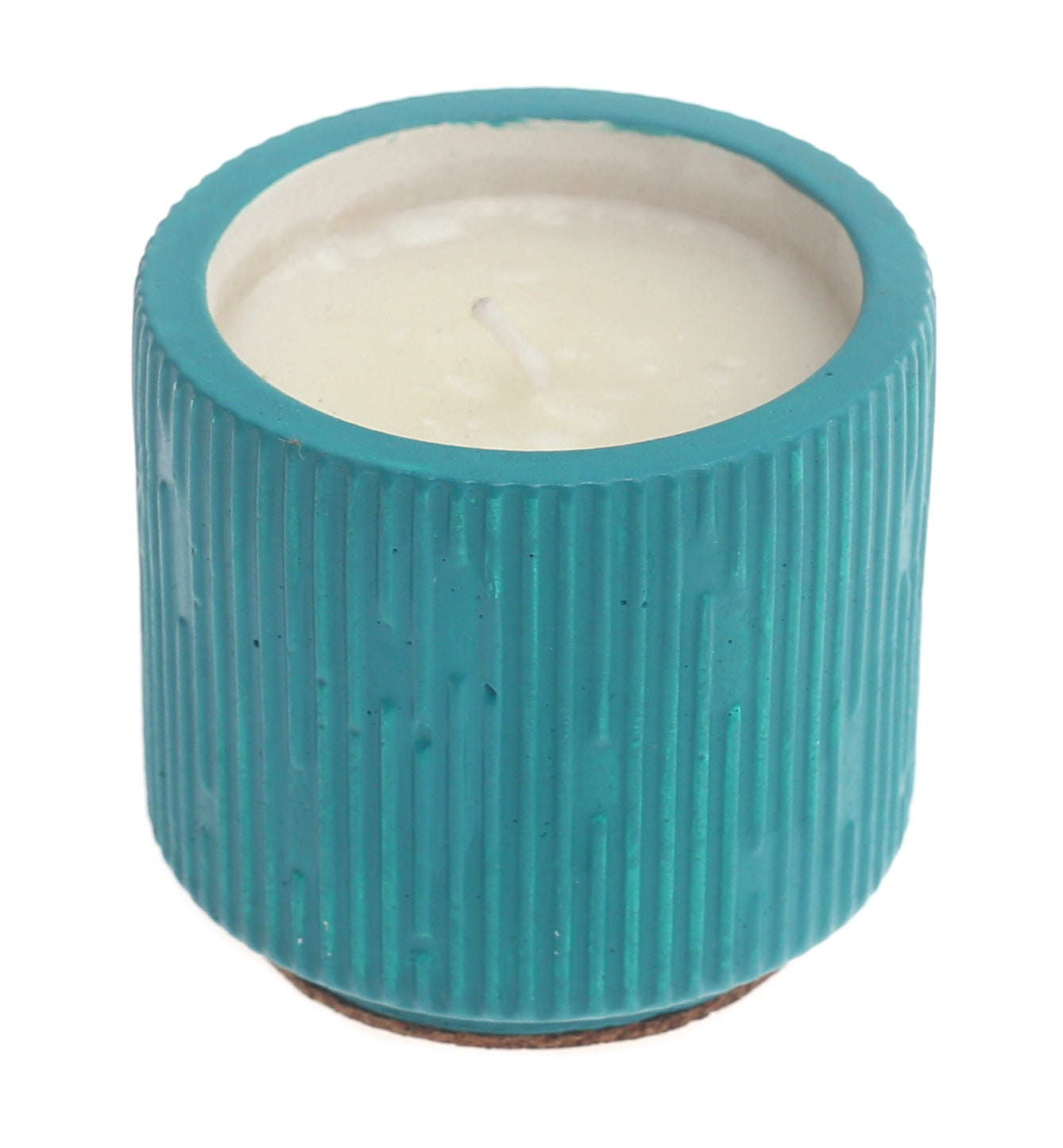 Engraved Texture Ceramic Candle – Teal Scented Jar Candle for Home Décor & Gifting - Habitt
