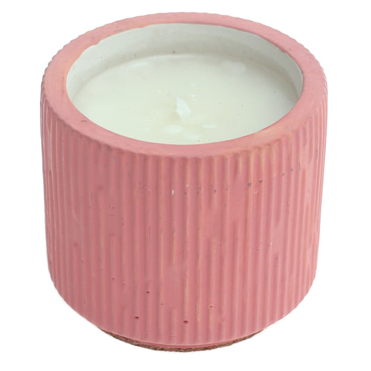 Engraved Texture Ceramic Candle – Pink Scented Jar Candle for Home Ambience & Gifting - Habitt