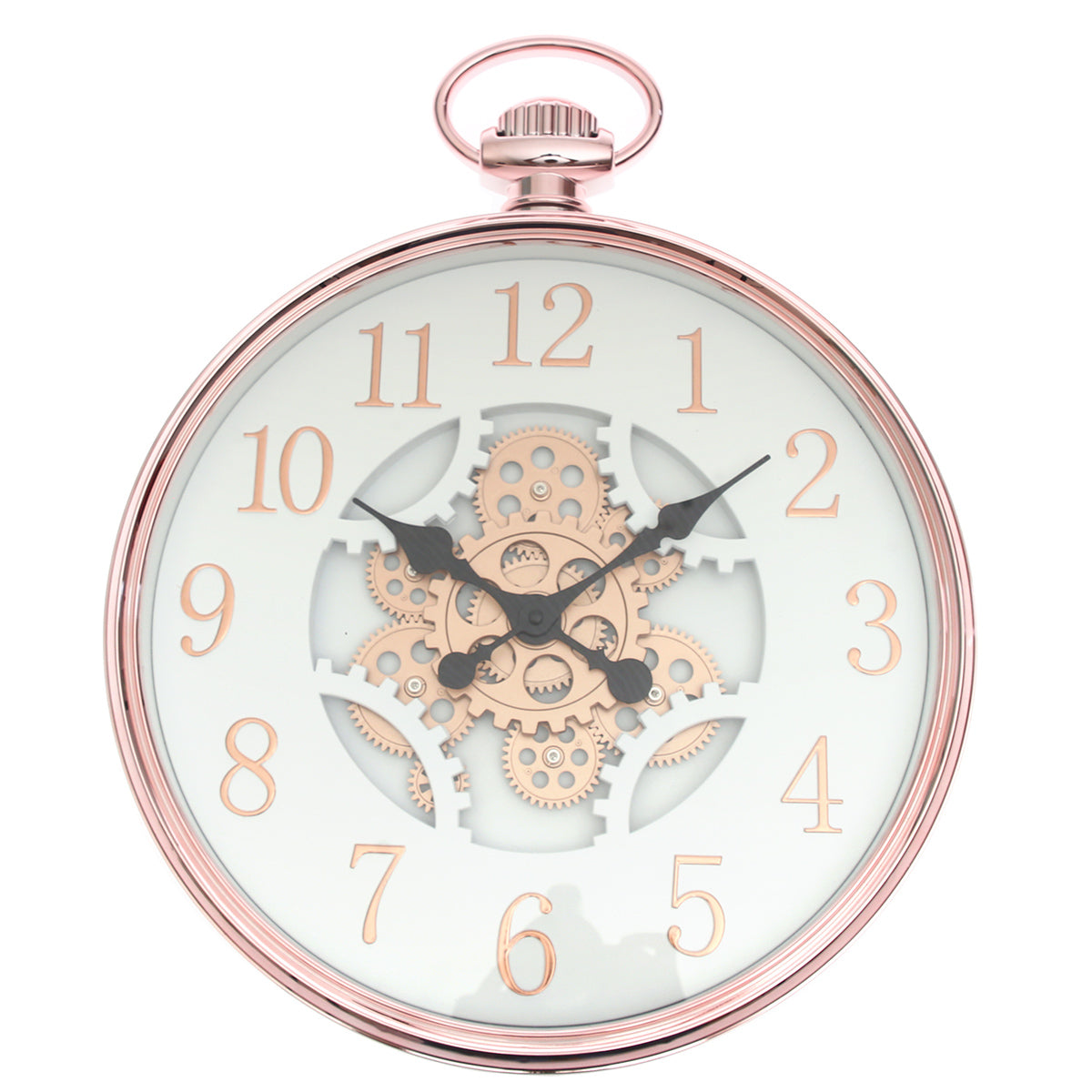 Wall Clock – Matt Gold & White with Exposed Gear Design (Model 7121) - Habitt
