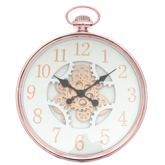 Wall Clock – Matt Gold & White with Exposed Gear Design (Model 7121) - Habitt