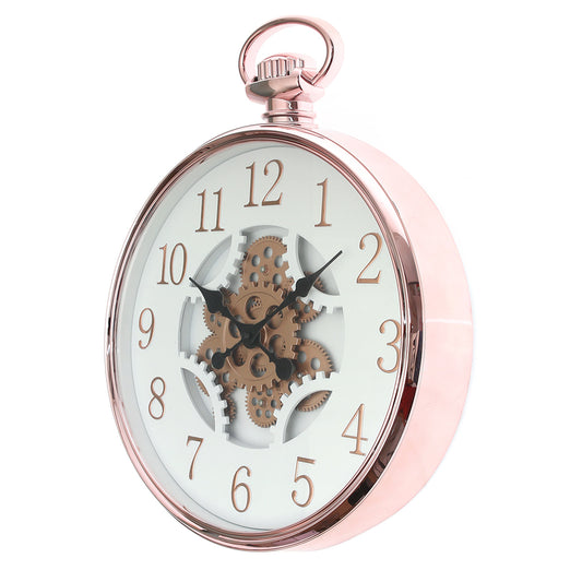 Wall Clock – Matt Gold & White with Exposed Gear Design (Model 7121) - Habitt