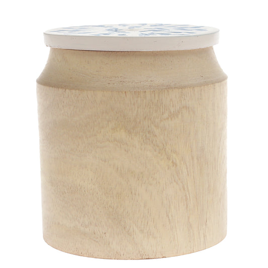Handcrafted Naqshi Art Storage Jar with White & Sky Blue Butti Design (Small) - Habitt