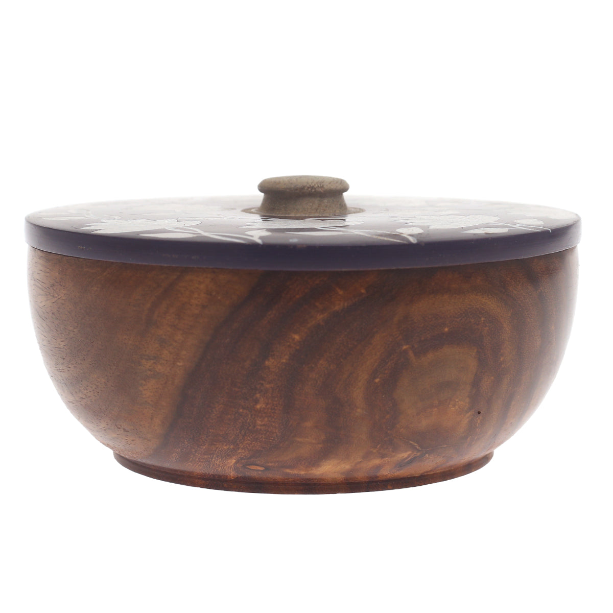 Royal Heritage Naqshi Storage Jar – Handcrafted Wooden Jar with Blue & White Floral Naqshi Art - Habitt