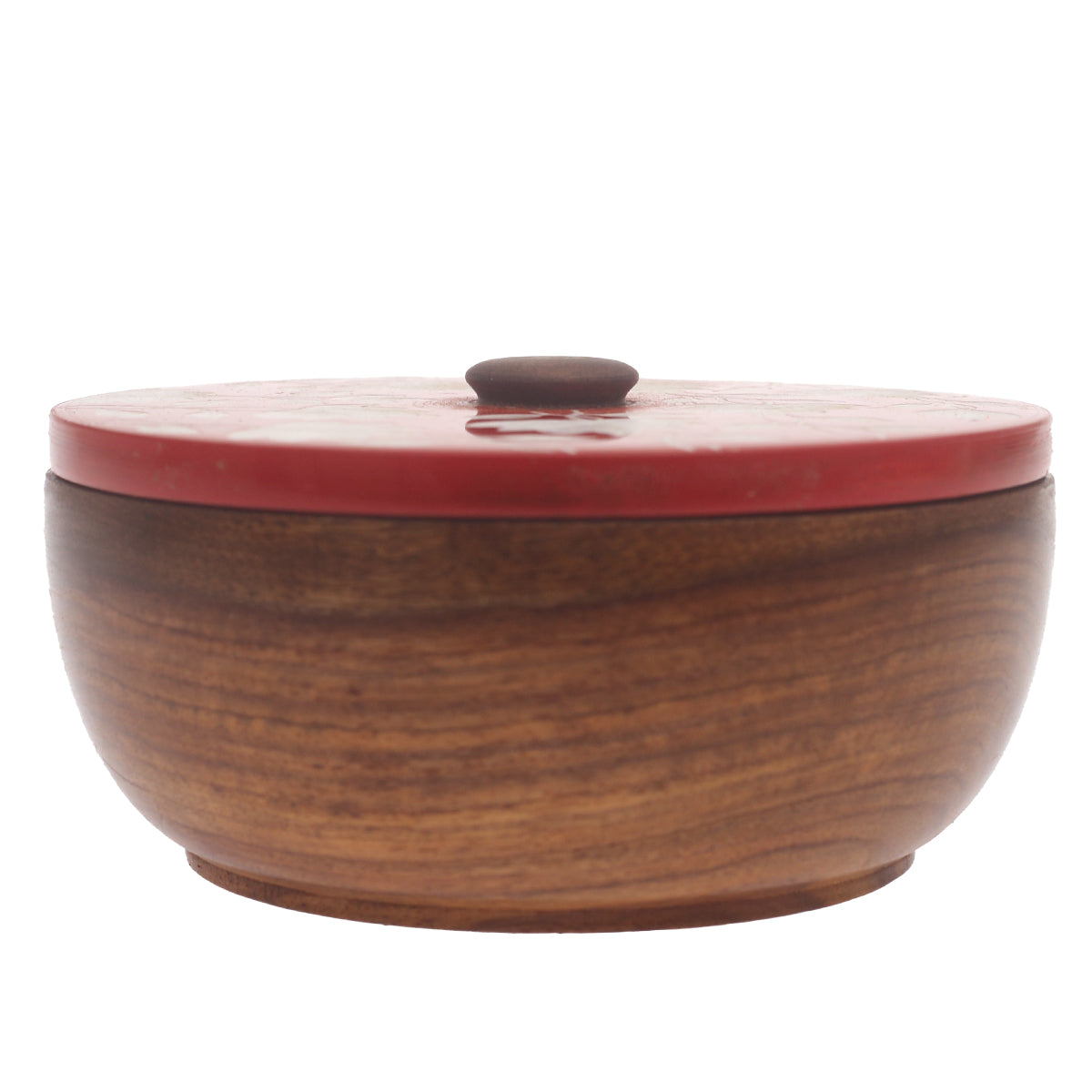 Scarlet Heritage Naqshi Single Jar – Handcrafted Wooden Storage Jar with Floral Naqshi Art - Habitt