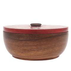 Scarlet Heritage Naqshi Single Jar – Handcrafted Wooden Storage Jar with Floral Naqshi Art - Habitt