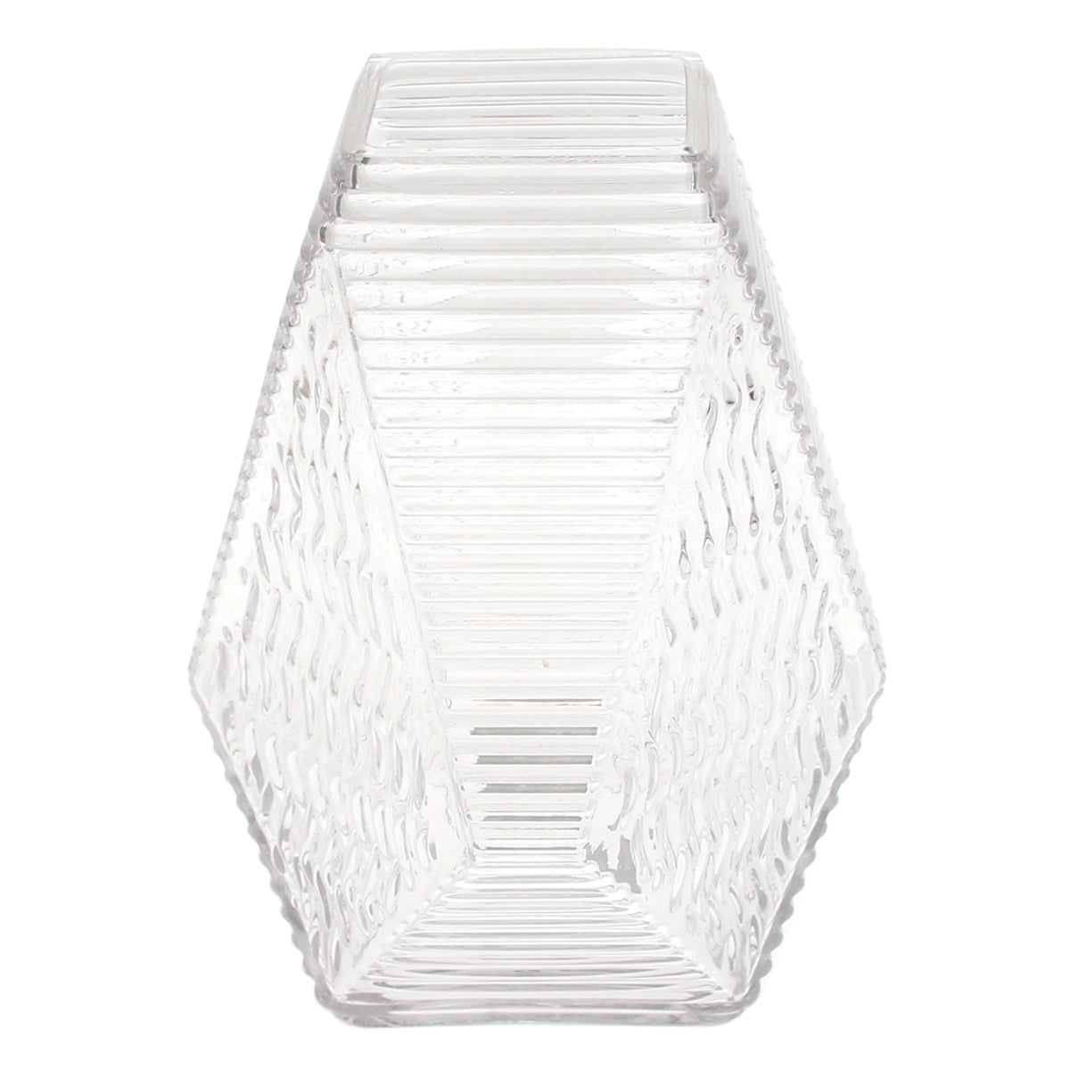 Small Transparent Diamond-Shape Glass Vase | Clear Mini Geometric Décor - Habitt